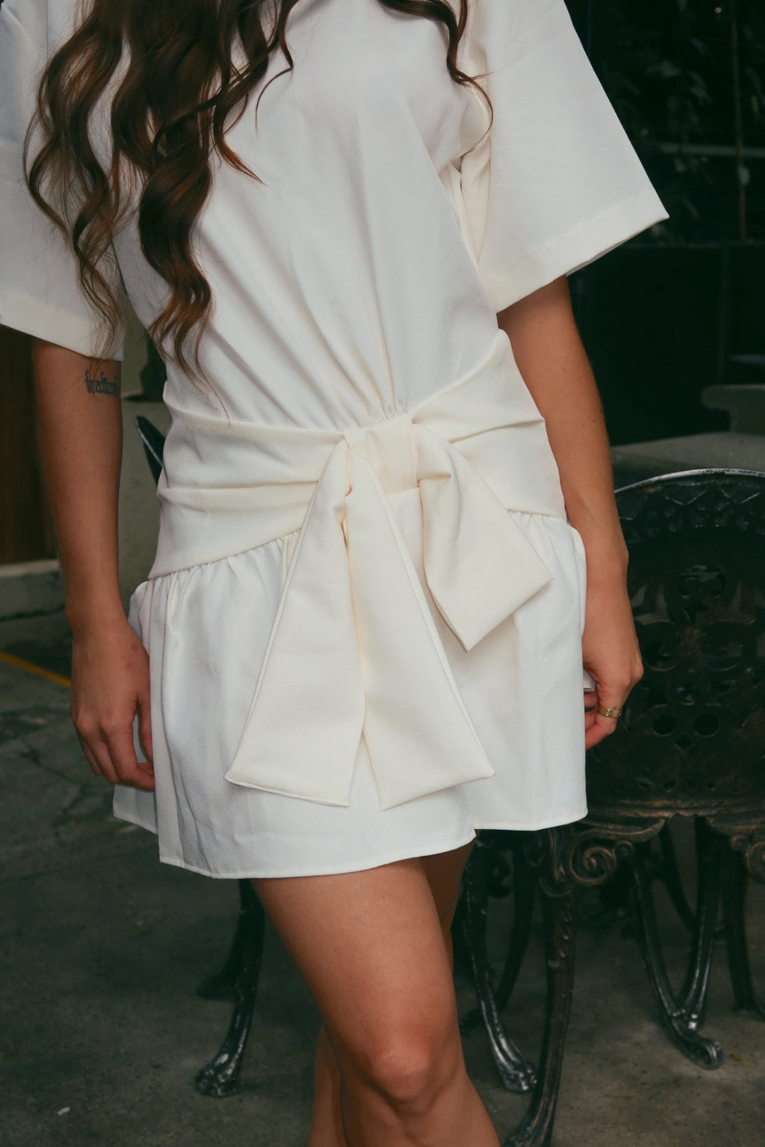 Vestido mini lazo cintura